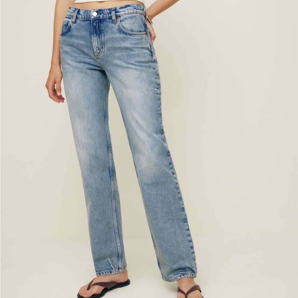 Reformation Abbey Light Wash Straight Leg Jeans